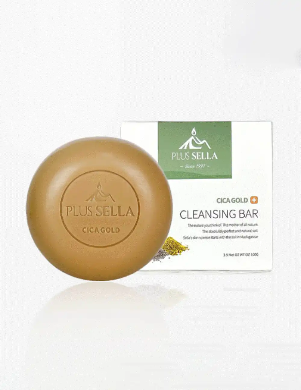 Xà Phòng Plus Sella Cica Gold Tro Núi Lửa Tự Nhiên Chăm Sóc Mụn Trứng Cá Viêm Nang Lông (All-in-one) 100g